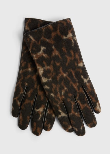 Brown Leopard Gloves