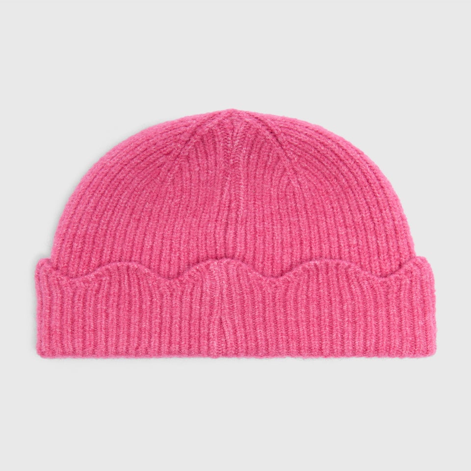 Pink Scallop Edge Beanie