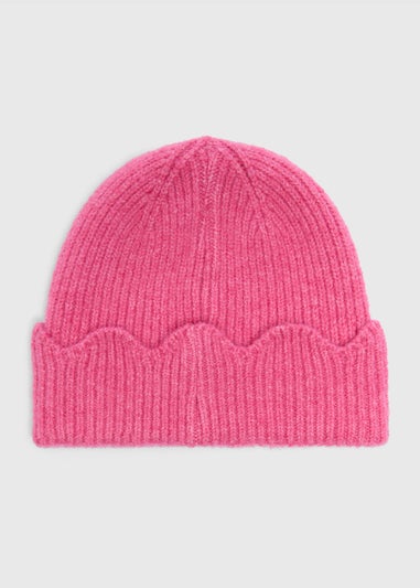 Pink Scallop Edge Beanie