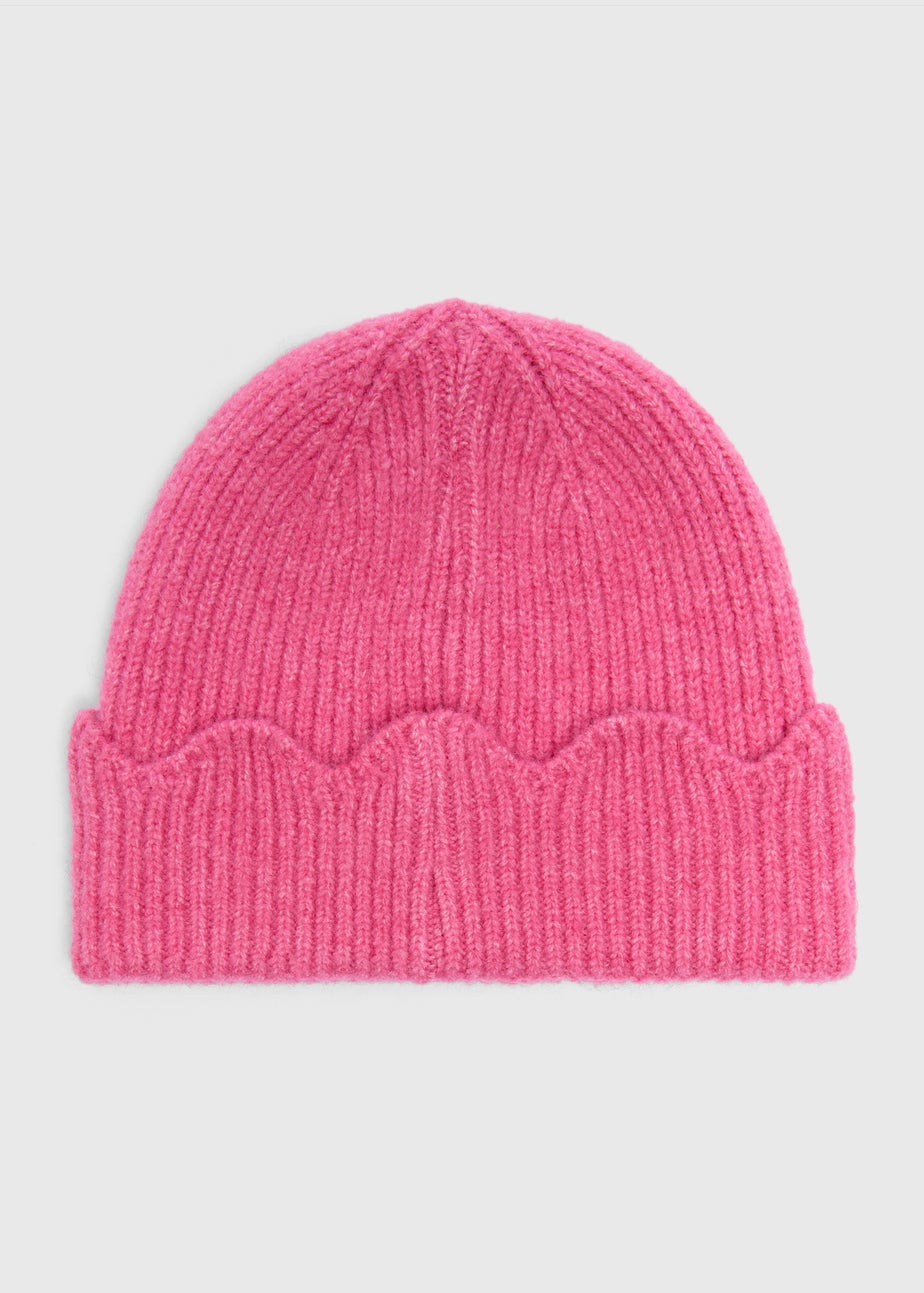 Pink Scallop Edge Beanie