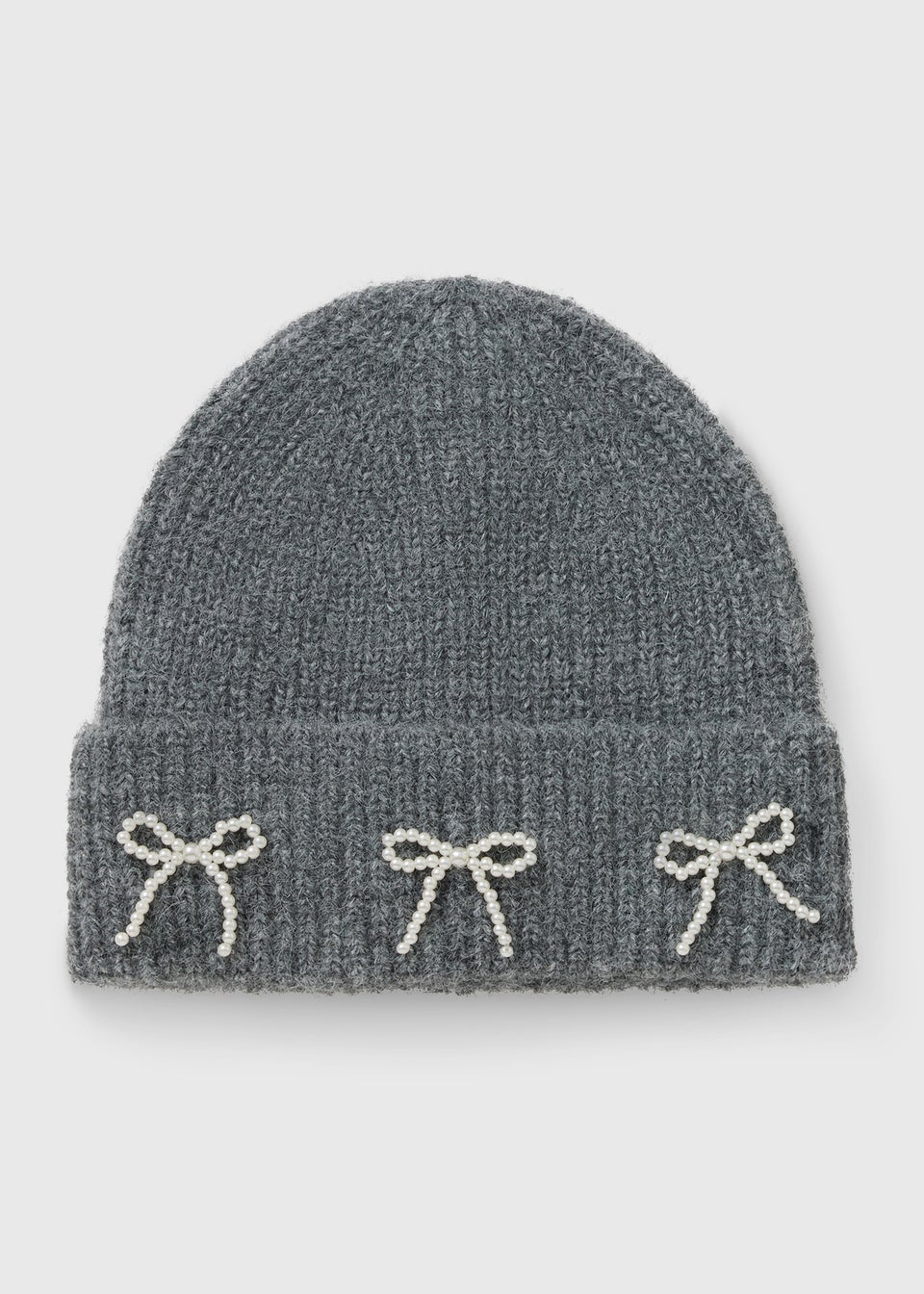 Grey Bow Beanie