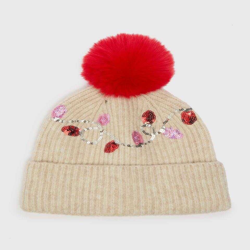 Oatmeal Christmas Light Beanie