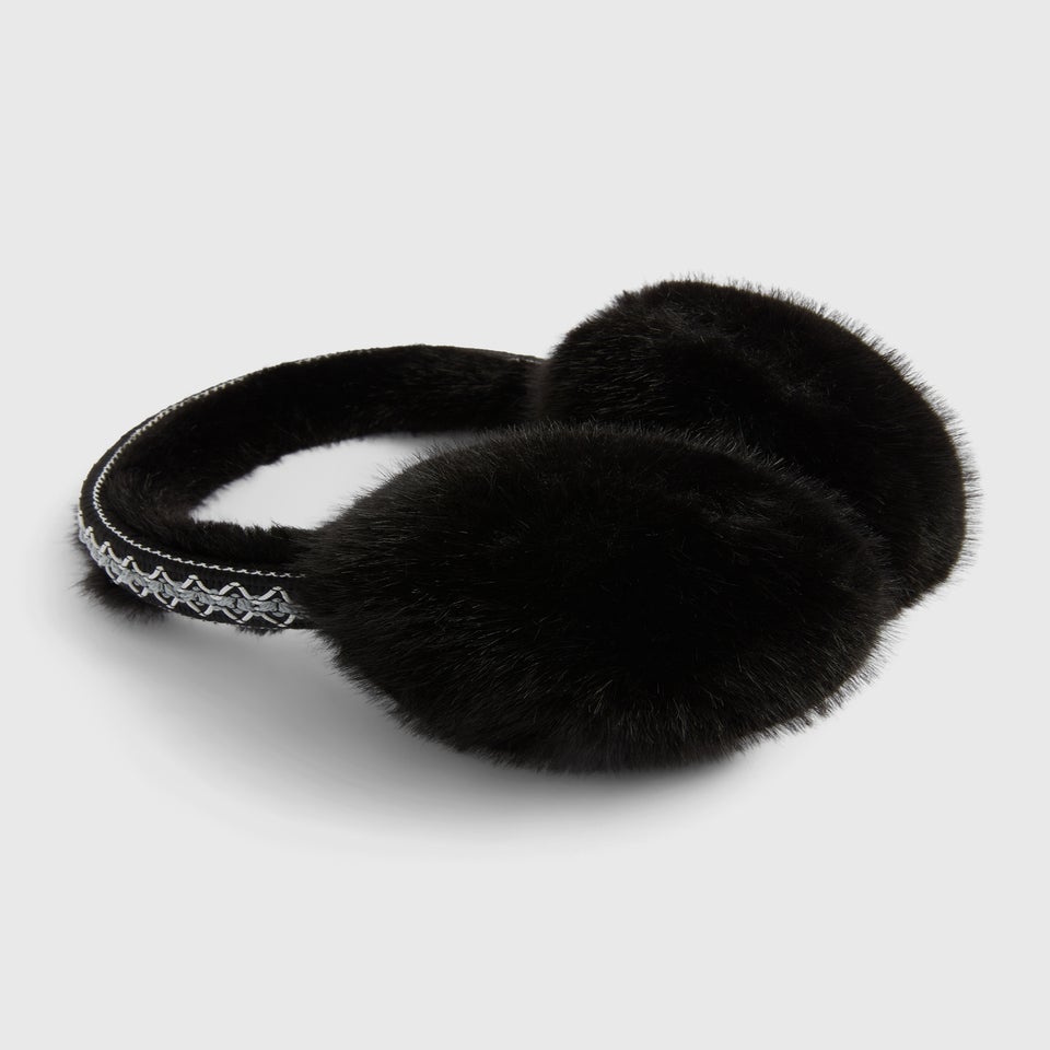 Black Shearling Stitch Earmuffs