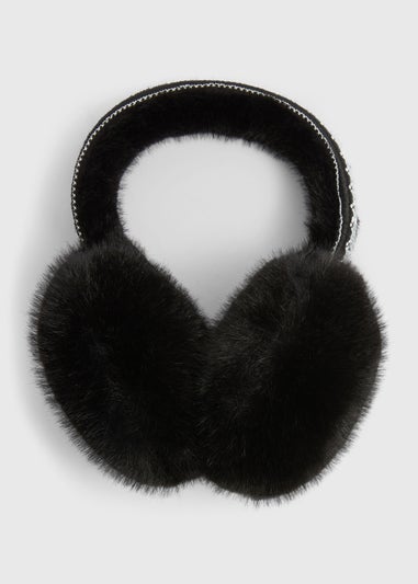 Black Shearling Stitch Earmuffs