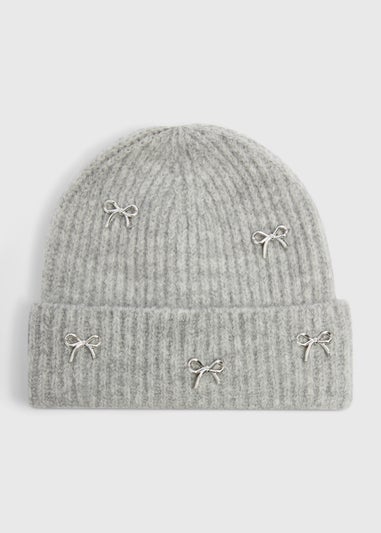 Grey Bows Beanie