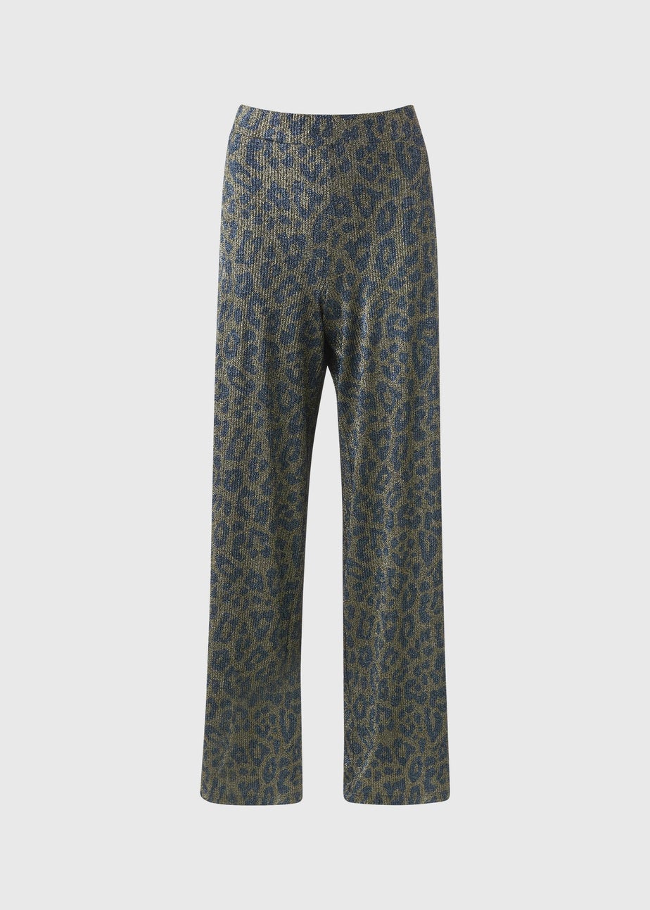 Gold Glitter Leopard Co Ord Trousers