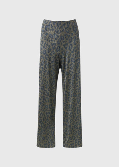 Gold Glitter Leopard Co Ord Trousers