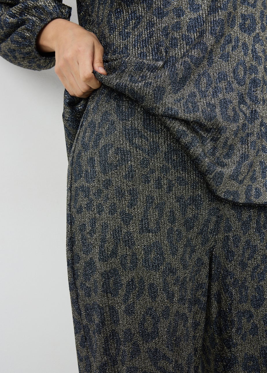 Gold Glitter Leopard Co Ord Trousers