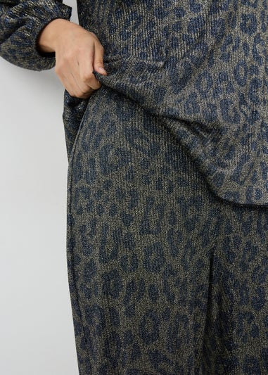 Gold Glitter Leopard Co Ord Trousers