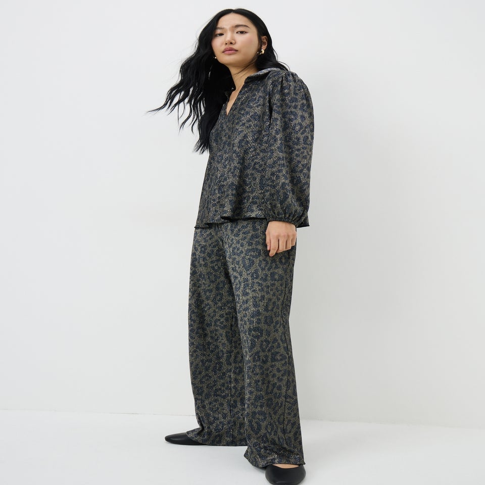 Gold Glitter Leopard Co Ord Trousers