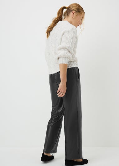 Black Wide Leg Leather Look Trousers