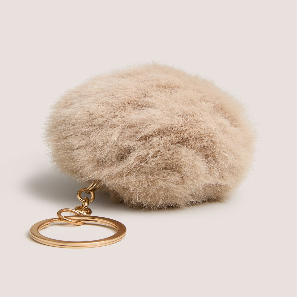 Beige Pom Pom Keyring
