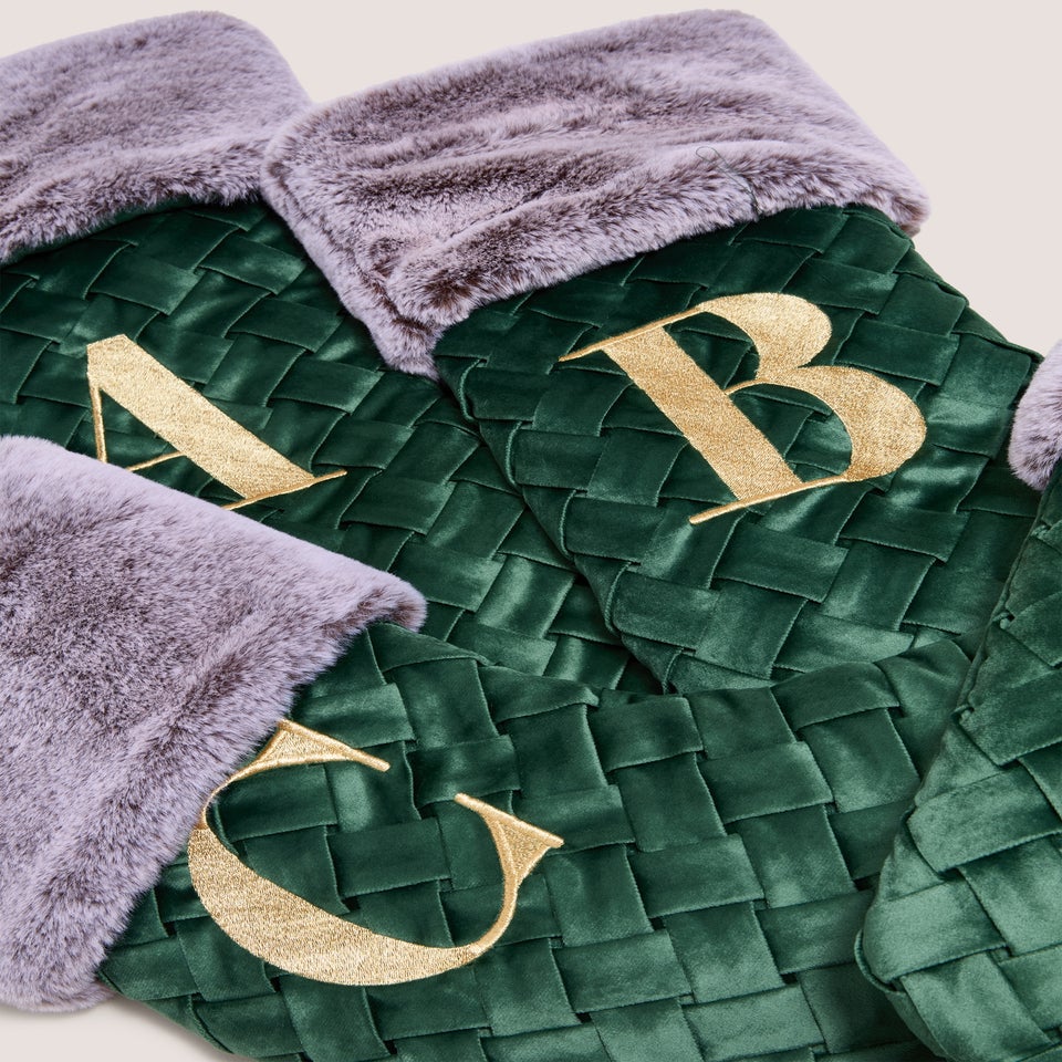 Green Alphabet Woven Stocking