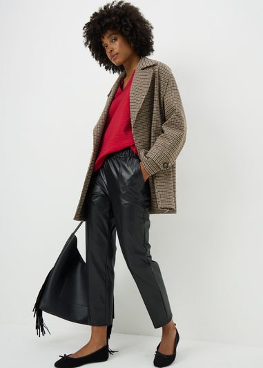 Red Popover Long Sleeve Blouse