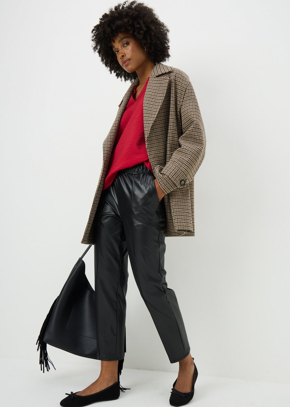 Red Popover Long Sleeve Blouse