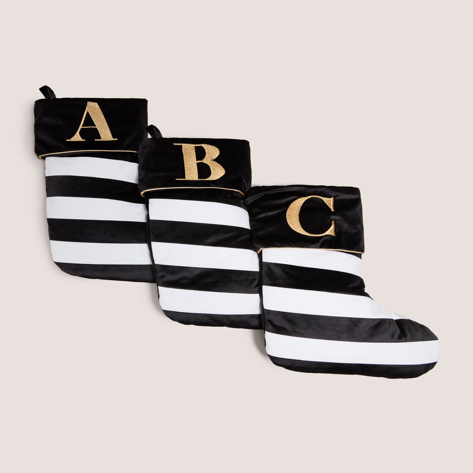 Black Stripe Alphabet Stocking