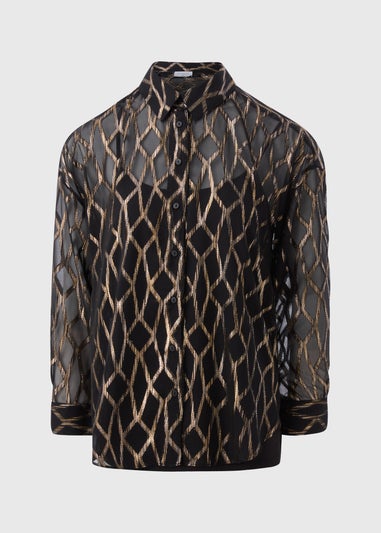 Black Sparkle Foil Long Sleeve Shirt