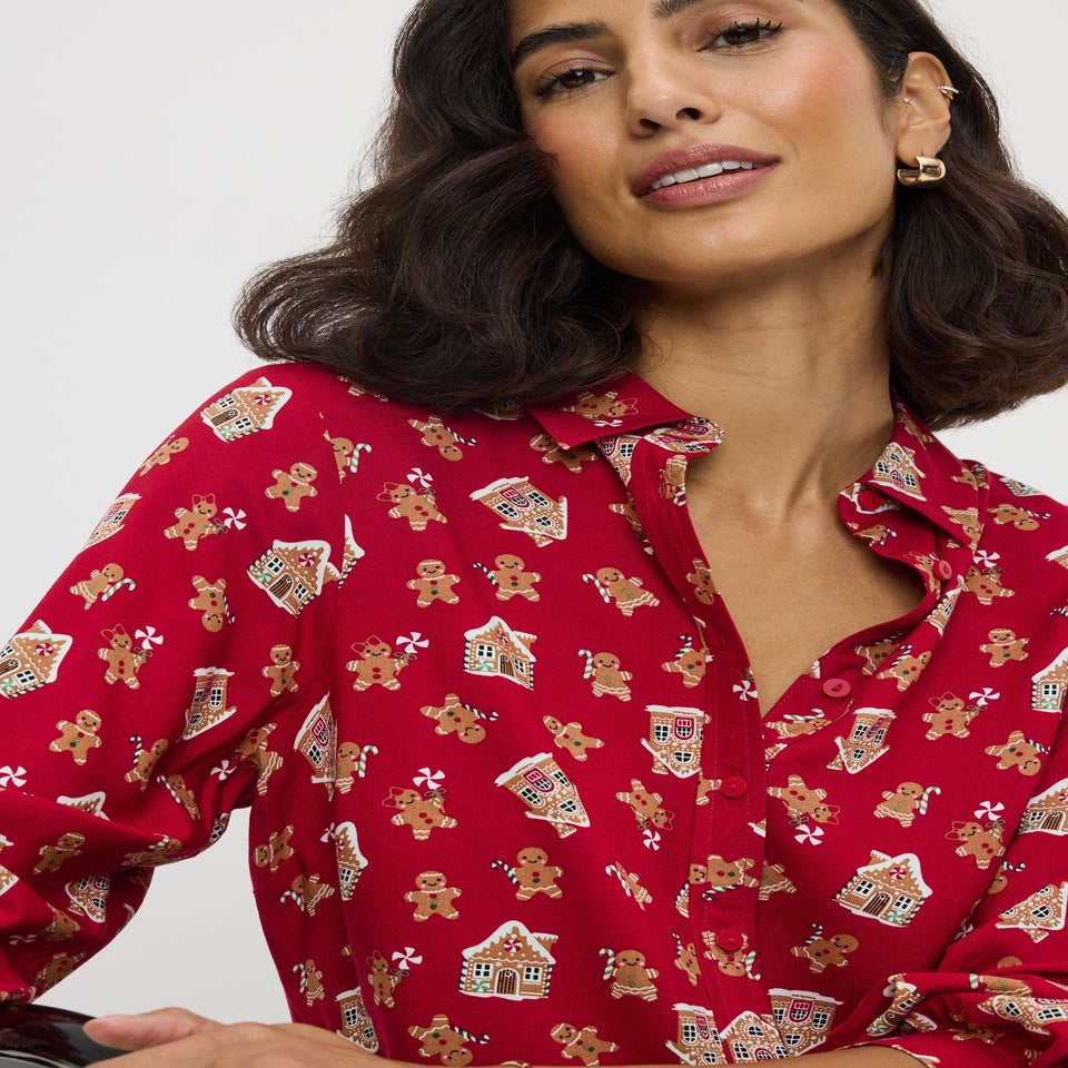 Red Christmas Print Shirt