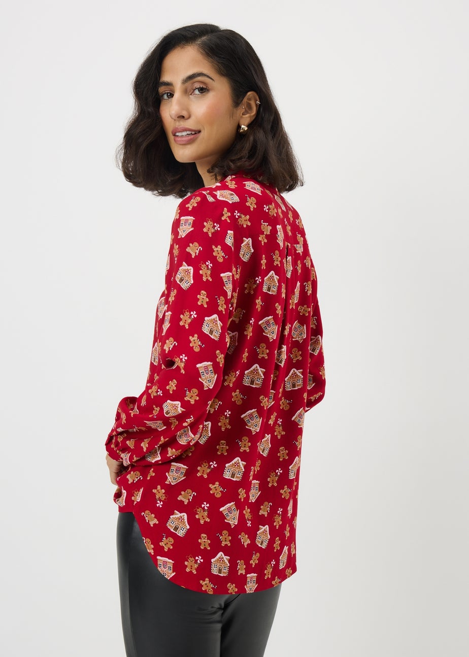 Red Christmas Print Shirt