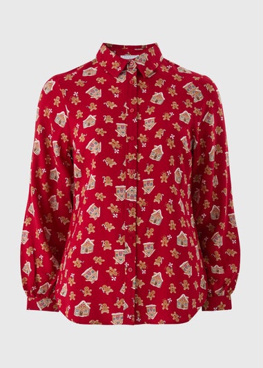 Red Christmas Print Shirt