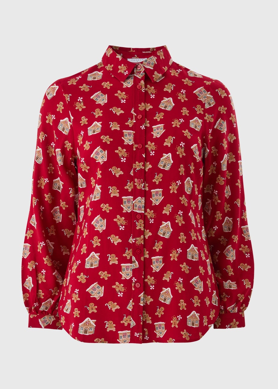 Red Christmas Print Shirt