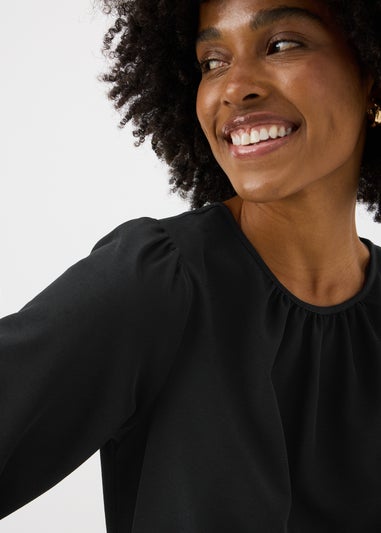 Black Scoop Hem Blouse