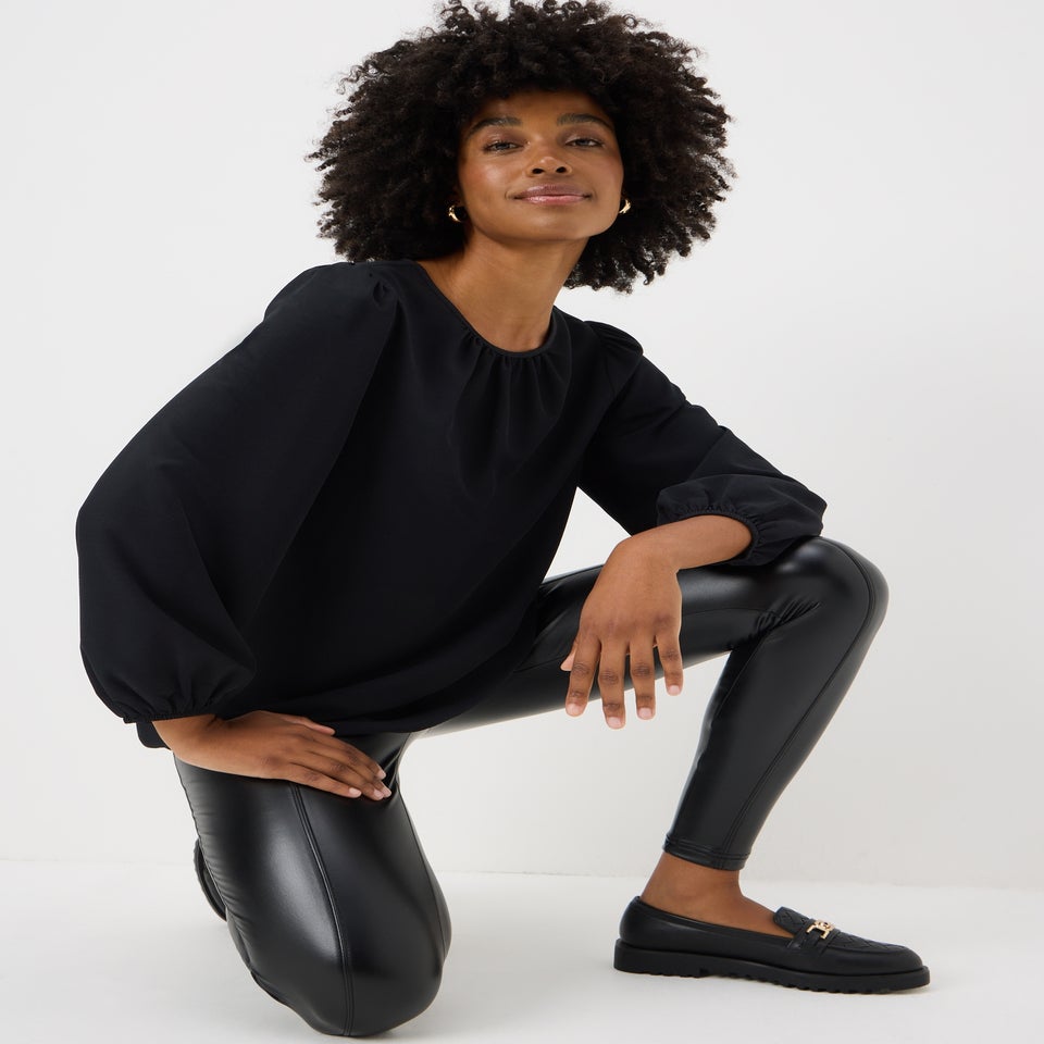 Black Scoop Hem Blouse