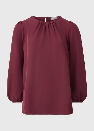 Burgundy Scoop Hem Blouse