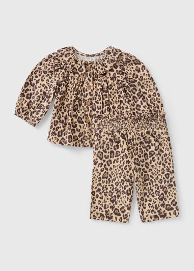 Baby Brown Cord Leopard Top & Trouser Set (Newborn-23mths)