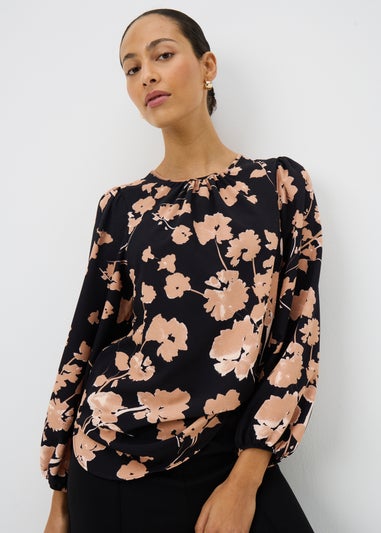 Pink Floral Long Sleeve Blouse