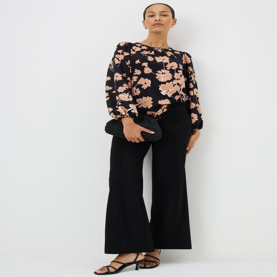 Pink Floral Long Sleeve Blouse