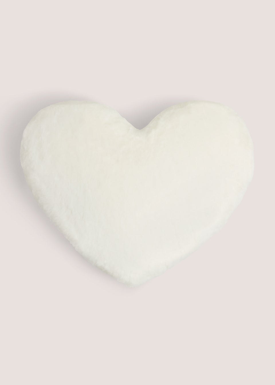 Cream Heart Shaped Faux Fur Cushion