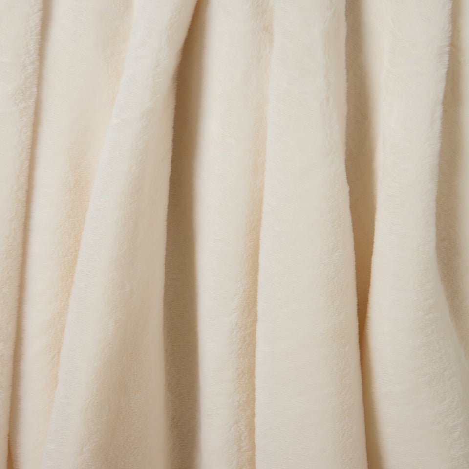 Cream Faux Fur Throw