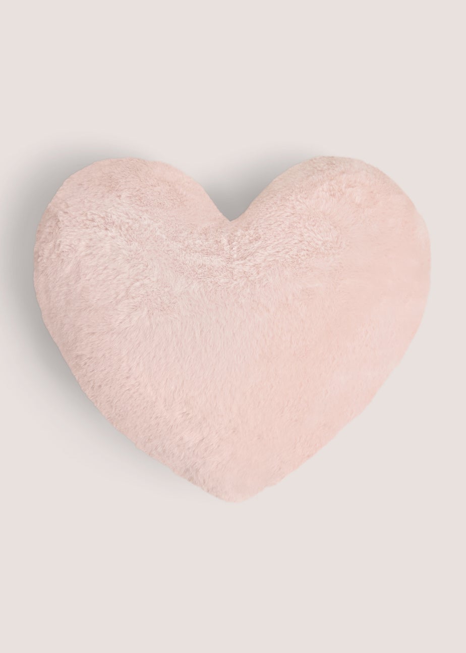 Pink Heart Shaped Faux Fur Cushion