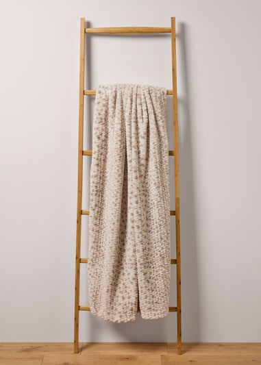 Cream Snow Leopard Faux Fur Throw