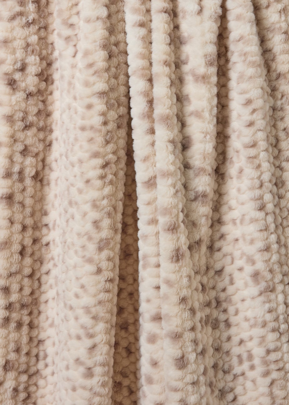 Cream Snow Leopard Faux Fur Throw