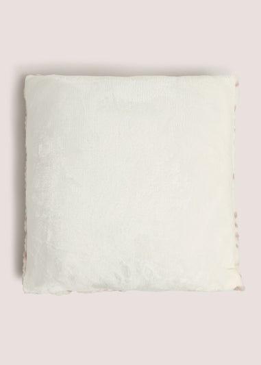 Cream Snow Leopard Faux Fur Cushion