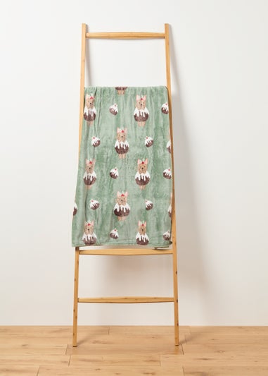Green Pudding Dog Fleece Throw