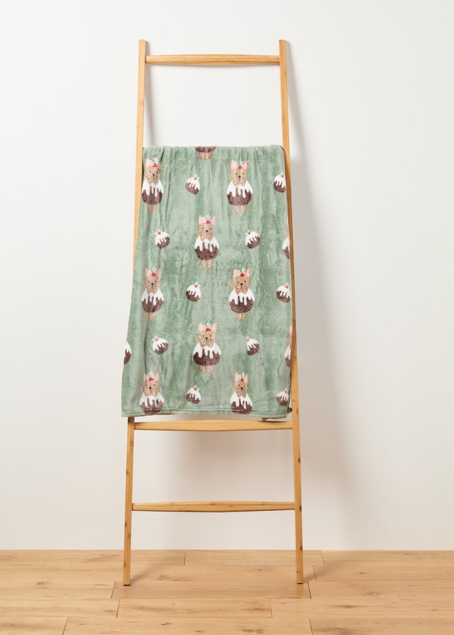 Green Pudding Dog Fleece Throw