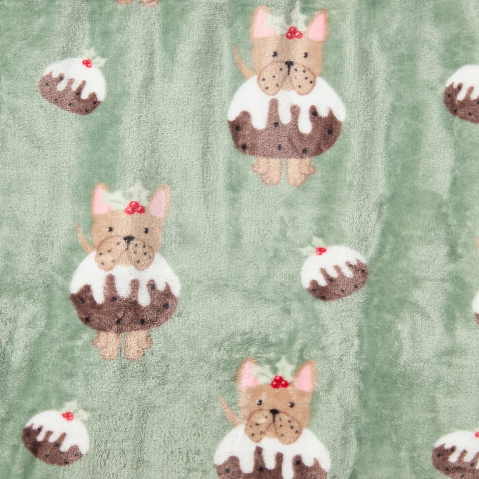 Green Pudding Dog Fleece Throw