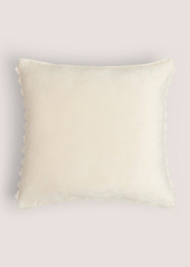 Cream Ribbed Faux Fur Cushion