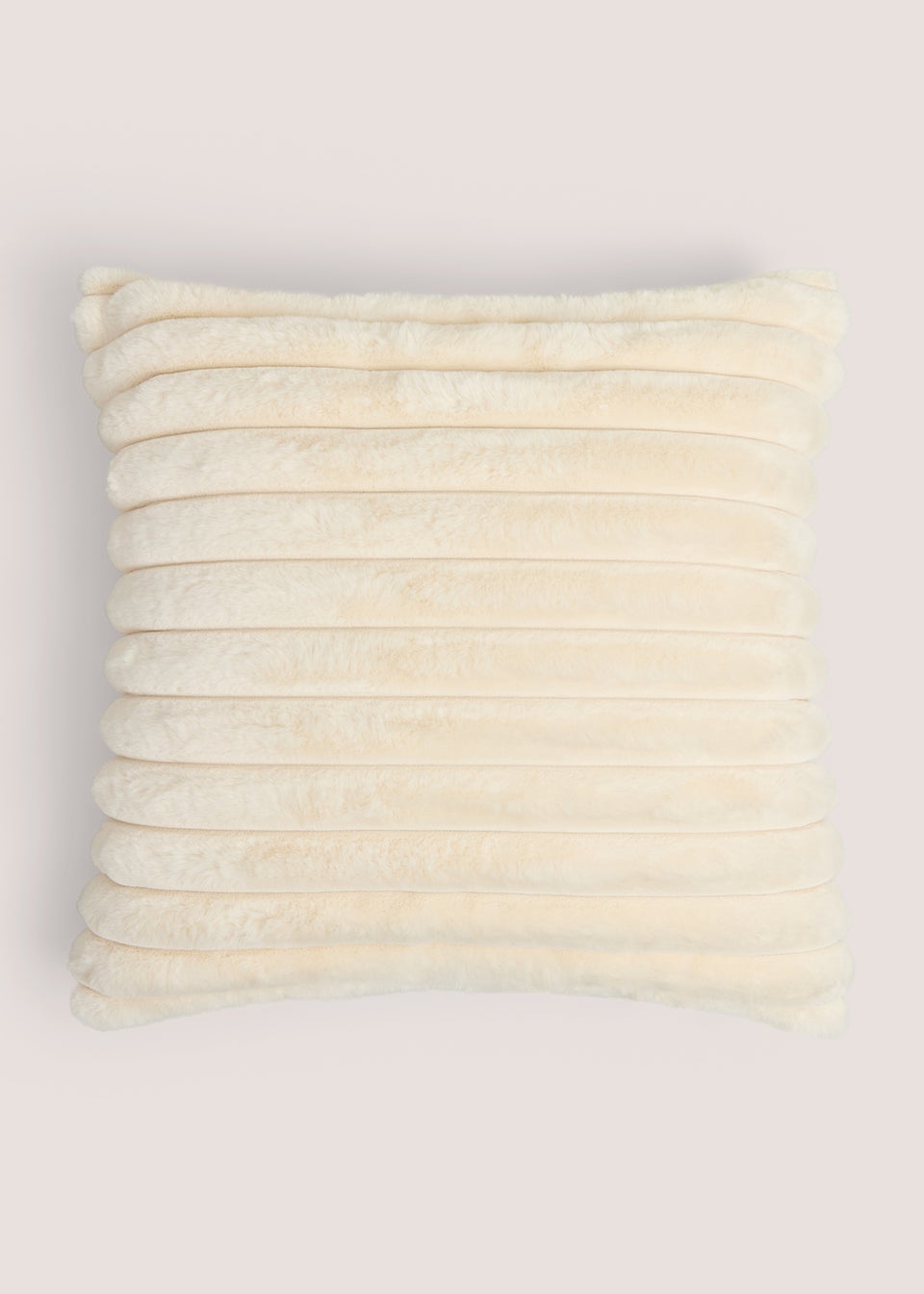 Cream Ribbed Faux Fur Cushion