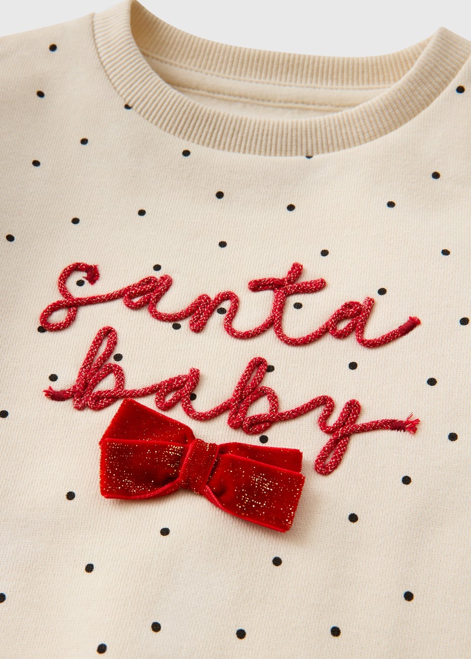 Girls Cream Santa Baby Sweatshirt & Flare Set (1-7yrs)
