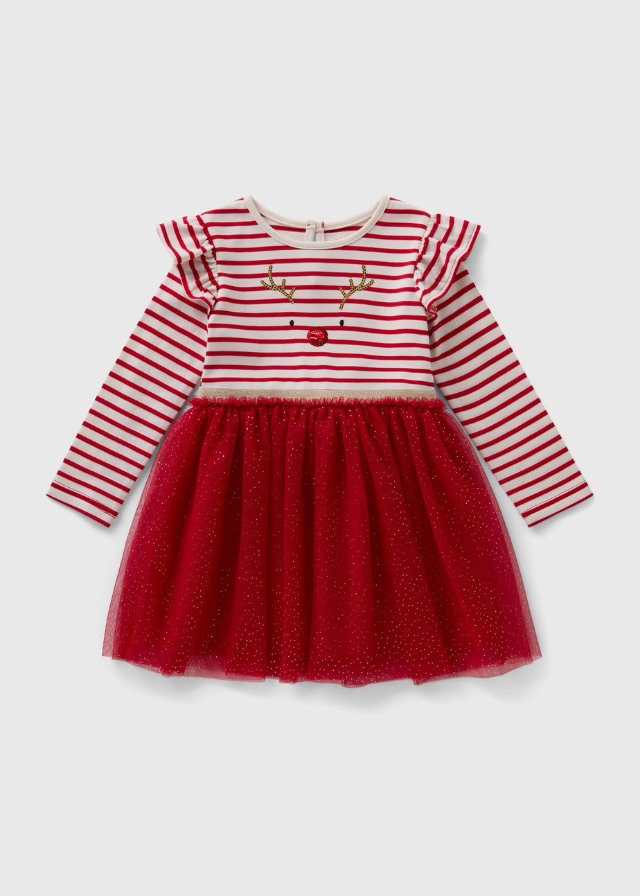 Girls Red Reindeer Tutu Dress (1-7yrs)