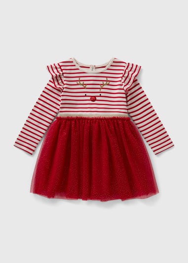 Girls Red Reindeer Tutu Dress (1-7yrs)