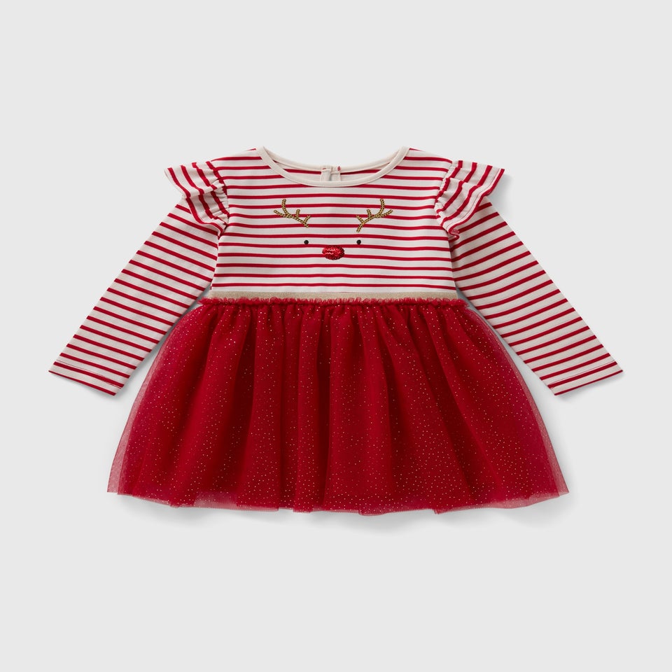 Girls Red Reindeer Tutu Dress (1-7yrs)