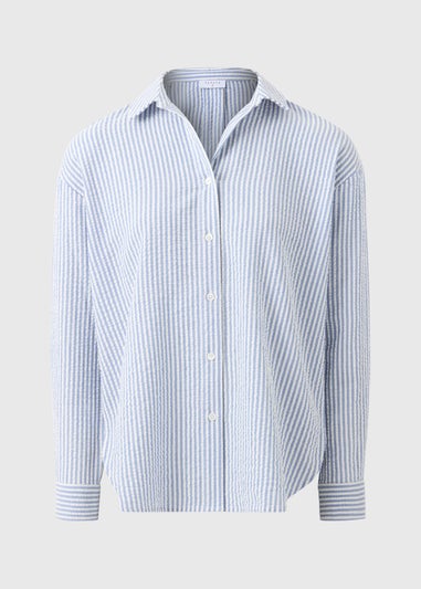 Blue Seersucker Striped Shirt