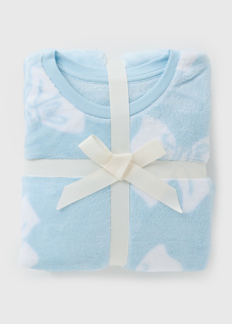Girls Blue Bow Fleece Pyjama Set (7-13yrs)
