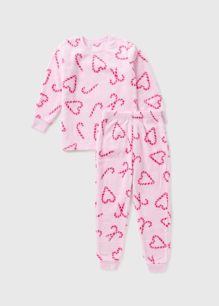 Girls Pink Christmas Candy Cane Pyjama Set (7-13yrs)