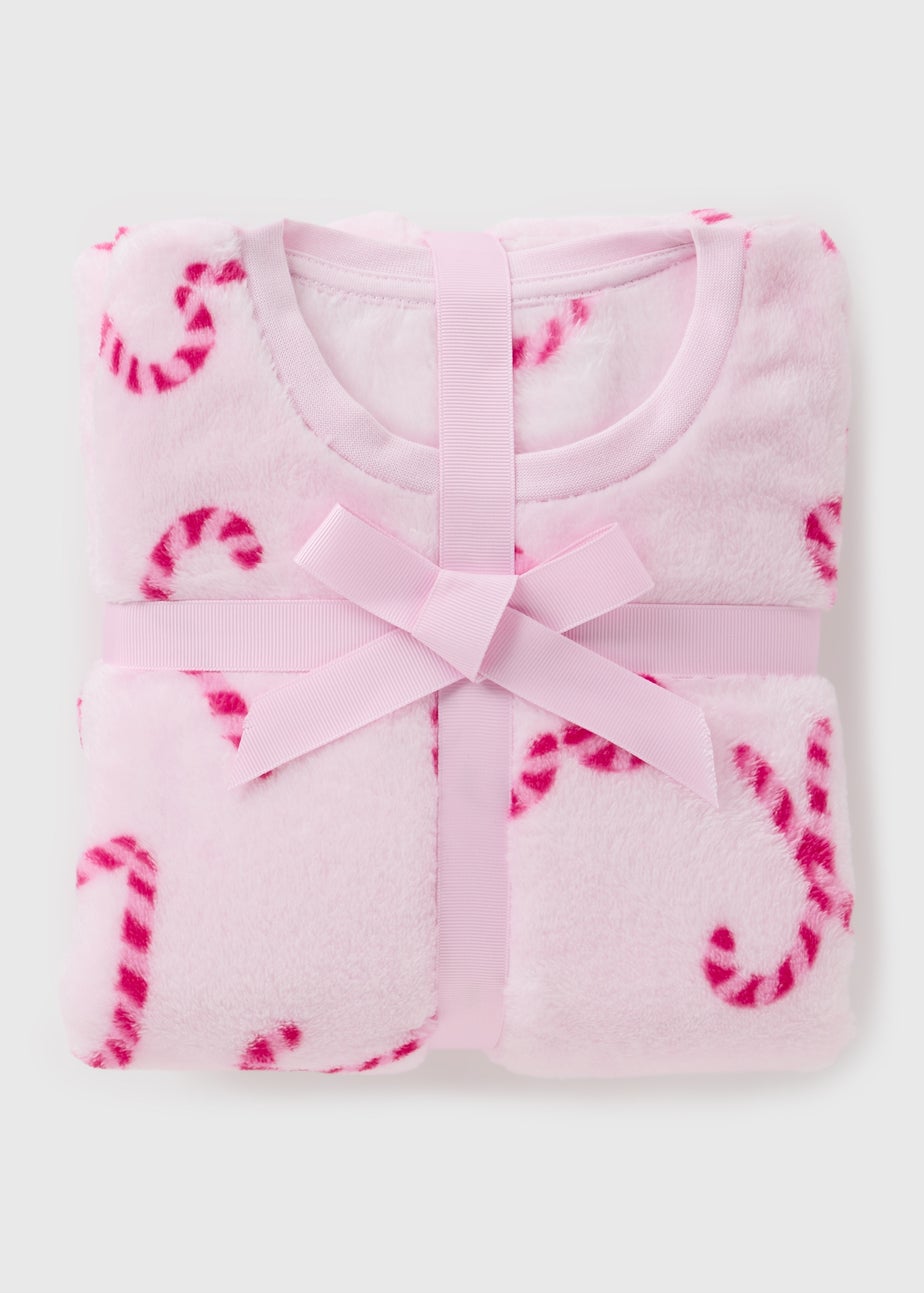 Girls Pink Christmas Candy Cane Pyjama Set (7-13yrs)